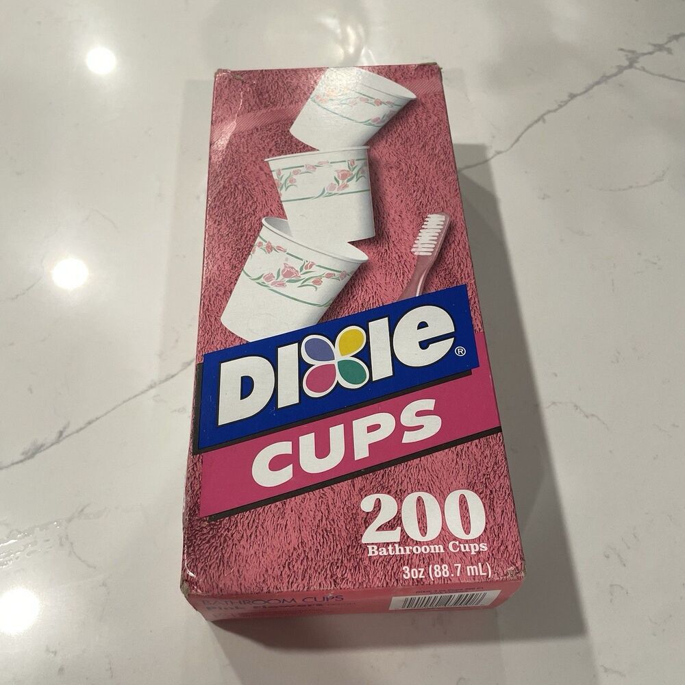 Vtg 1996 Dixie Bathroom Cups Pink Flowers neoclassic Open Box